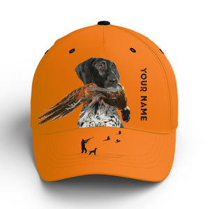 Hunting Dogs Pheasant Hunting Blaze Orange Custom Name Hat for Men, Choose hunting dog breeds FSD3967