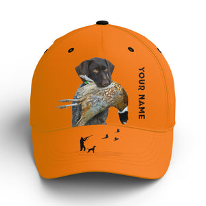 Hunting Dogs Pheasant Hunting Blaze Orange Custom Name Hat for Men, Choose hunting dog breeds FSD3967