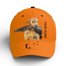 Load image into Gallery viewer, Hunting Dogs Pheasant Hunting Blaze Orange Custom Name Hat for Men, Choose hunting dog breeds FSD3967