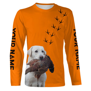 Pointing Dogs Breeds Pheasant Hunting Custom Name Blaze Orange Long Sleeve Shirts for Bird Hunter FSD4018