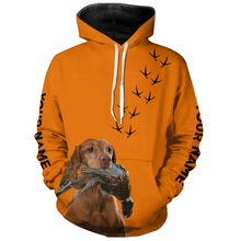 Load image into Gallery viewer, Vizsla Dog Pheasant Hunting Blaze Orange custom Name Hunting Hoodie, T-shirt FSD3975