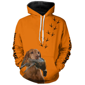 Vizsla Dog Pheasant Hunting Blaze Orange custom Name Hunting Hoodie, T-shirt FSD3975