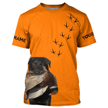 Load image into Gallery viewer, Black Labs dog Pheasant Hunting Blaze Orange custom Name Hunting Hoodie, T-shirt FSD3976