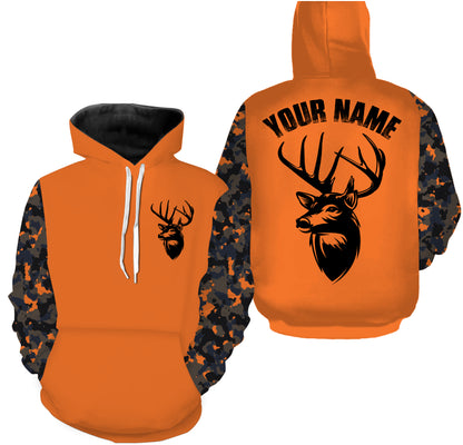 Deer hunting Custom Name Full Printing Orange Shirts, Personalized hunting Shirt for Men, Women - FSD3131