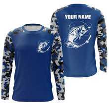 Load image into Gallery viewer, Custom Name Bass Fishing Camouflage Blue Performance Fishing Shirt, Bass Fishing Jerseys FSD2640