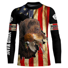 Load image into Gallery viewer, Pudelpointer Pheasant hunting Dogs American flag Custom Name Shirts, gifts for hunting dog owners FSD3798