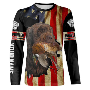 Pudelpointer Pheasant hunting Dogs American flag Custom Name Shirts, gifts for hunting dog owners FSD3798