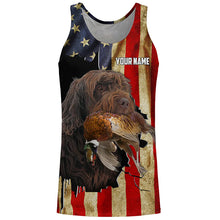 Load image into Gallery viewer, Pudelpointer Pheasant hunting Dogs American flag Custom Name Shirts, gifts for hunting dog owners FSD3798