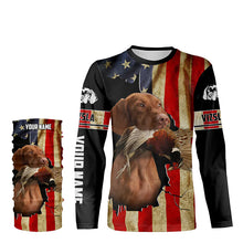 Load image into Gallery viewer, Vizsla Bird Dog Pheasant hunting American flag Custom Name Shirts, gifts for hunting dog owners FSD3801