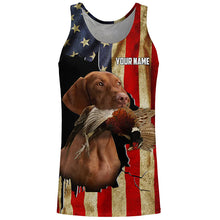 Load image into Gallery viewer, Vizsla Bird Dog Pheasant hunting American flag Custom Name Shirts, gifts for hunting dog owners FSD3801