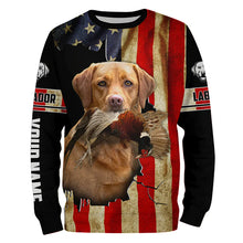 Load image into Gallery viewer, Bird Dog Labs red Labrador Pheasant hunting American flag Custom Name Shirts, gifts for dog owners FSD3802