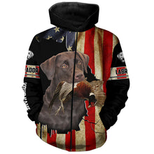 Load image into Gallery viewer, Bird Dog Labs Chocolate Labrador Pheasant hunting American flag Custom Name Shirts, Hoodie FSD3803