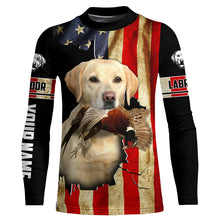 Load image into Gallery viewer, Bird Dog Labs yellow Labrador Pheasant hunting American flag Custom Name Shirts, Hoodie FSD3805