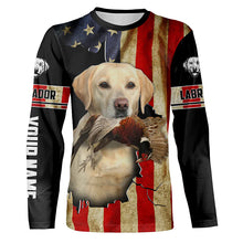 Load image into Gallery viewer, Bird Dog Labs yellow Labrador Pheasant hunting American flag Custom Name Shirts, Hoodie FSD3805