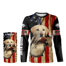 Load image into Gallery viewer, Bird Dog Labs yellow Labrador Pheasant hunting American flag Custom Name Shirts, Hoodie FSD3805