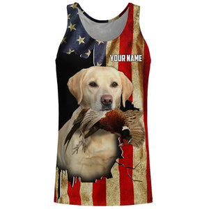 Bird Dog Labs yellow Labrador Pheasant hunting American flag Custom Name Shirts, Hoodie FSD3805