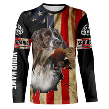 Load image into Gallery viewer, Springer Spaniel bird Dog Pheasant hunting American flag Customized Name Shirts, Hoodie FSD3806