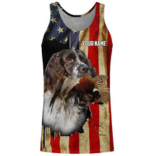 Load image into Gallery viewer, Springer Spaniel bird Dog Pheasant hunting American flag Customized Name Shirts, Hoodie FSD3806