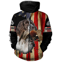 Load image into Gallery viewer, Springer Spaniel bird Dog Pheasant hunting American flag Customized Name Shirts, Hoodie FSD3806