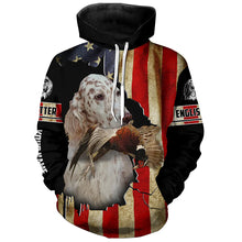 Load image into Gallery viewer, English Setter bird Dog Pheasant hunting American flag Customized Name Shirts, Hoodie FSD3807