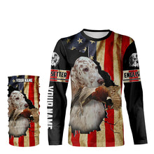 Load image into Gallery viewer, English Setter bird Dog Pheasant hunting American flag Customized Name Shirts, Hoodie FSD3807