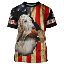 Load image into Gallery viewer, English Setter bird Dog Pheasant hunting American flag Customized Name Shirts, Hoodie FSD3807