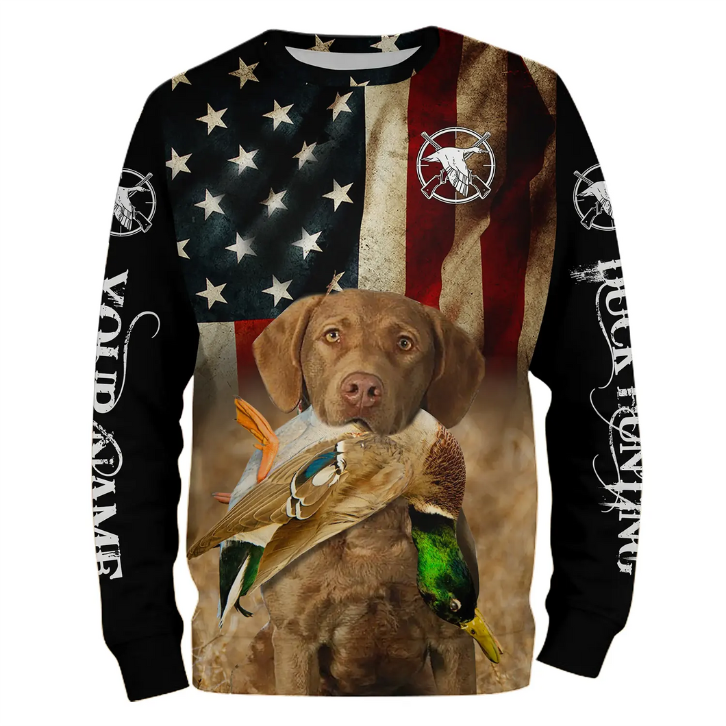 Best Duck Hunting Dog Chesapeake Bay Retriever American flag 3D All over printed Shirts FSD3863