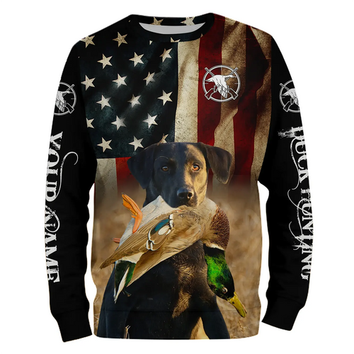 Best Duck Hunting Dogs black Labrador Retriever American flag 3D All over printed Shirts FSD3864