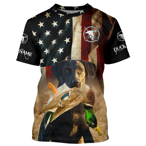 Best Duck Hunting Dogs black Labrador Retriever American flag 3D All over printed Shirts FSD3864