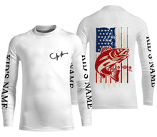 Load image into Gallery viewer, Personalized Walleye Fishing Jerseys American Flag, Walleye Fisherman Performance Fishing UV Protection Shirts - FSD2516