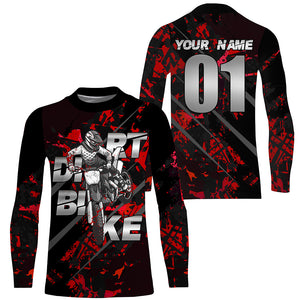 Custom Dirt Bike Jersey Youth Mens UPF30+ Red Motocross Shirt MX Racing Off-road Motorcycle Bikers NMS1401