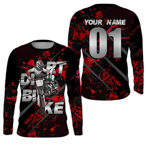 Custom Dirt Bike Jersey Youth Mens UPF30+ Red Motocross Shirt MX Racing Off-road Motorcycle Bikers NMS1401