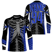 Load image into Gallery viewer, Personalized Racing Jersey UPF30+, Cool Bone Motorcycle Motocross Off-Road Riders Racewear - Blue| NMS625