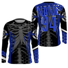 Load image into Gallery viewer, Personalized Racing Jersey UPF30+, Cool Bone Motorcycle Motocross Off-Road Riders Racewear - Blue| NMS625