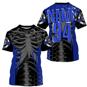 Personalized Racing Jersey UPF30+, Cool Bone Motorcycle Motocross Off-Road Riders Racewear - Blue| NMS625