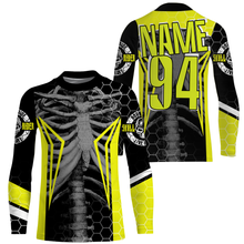 Load image into Gallery viewer, Personalized Racing Jersey UPF30+, Cool Bone Motorcycle Motocross Off-Road Riders Racewear - Yellow| NMS626