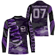 Load image into Gallery viewer, Purple Camo Custom Motocross Jersey UPF30+ No Guts No Glory Dirt Bike Shirt MX Racing Women Girls NMS1447