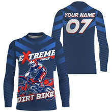 Load image into Gallery viewer, Extreme Dirt Bike Jersey Personalized UPF30+ Blue Motocross Supercross Racing Shirt Adult Youth NMS1392