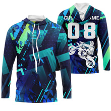 Load image into Gallery viewer, Blue Motocross Jersey Personalized UPF30+ Kid&amp;Adult Riders Dirt Bike Racing Off-road Motorcycle| NMS622