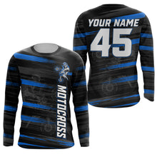 Load image into Gallery viewer, Custom Motocross Jersey UPF30+ Blue Dirt Bike Shirt Youth Men MX Racing Off-road Motorcycle Biker NMS1405