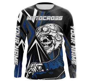 Extreme Motocross Custom Jersey T-shirt UV Protect, Skull Biker UPF 30+ Youth Long Sleeves Shirt| NMS361