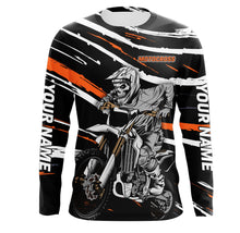Load image into Gallery viewer, Motocross Personalized Jersey T-shirt UV Protect, Dirt Bike UPF 30+ Youth Long Sleeves Skull Biker| NMS363