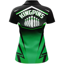 Load image into Gallery viewer, Custom Bowling Shirt for Women Kingpins Green Polo Bowling Shirt with Name, Ladies Bowling Jersey NBP182