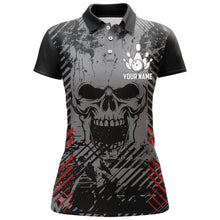 Load image into Gallery viewer, Personalized Skull Bowling Shirt for Women Custom Team's Name Bowling Jersey Lady Bowler Polo Shirt NBP126