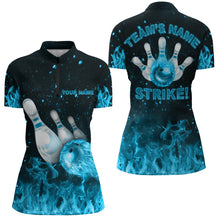 Load image into Gallery viewer, Custom Flames Bowling Shirt for Women, Strike Bowling Jersey for Team League Bowling Quarter-Zip NBZ179