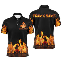 Load image into Gallery viewer, Custom Fire Bowling Shirt for Men, Flames Bowling Jersey with Name League Bowling Team Polo Shirt NBP174