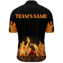 Load image into Gallery viewer, Custom Fire Bowling Shirt for Men, Flames Bowling Jersey with Name League Bowling Quarter-Zip Shirt NBZ174