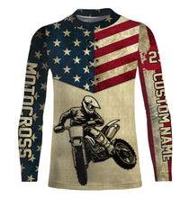 Load image into Gallery viewer, Personalized Motocross Racing Jersey UPF30+ UV Protection American Flag MotoX Dirt Bike Racewear| NMS398