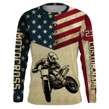 Load image into Gallery viewer, Personalized Motocross Racing Jersey UPF30+ UV Protection American Flag MotoX Dirt Bike Racewear| NMS398