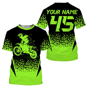 MX Racing Jersey Personalized Motocross UPF30+ Adult&Kid Green Dirt Bike Riders Off-road Motorcycle| NMS676